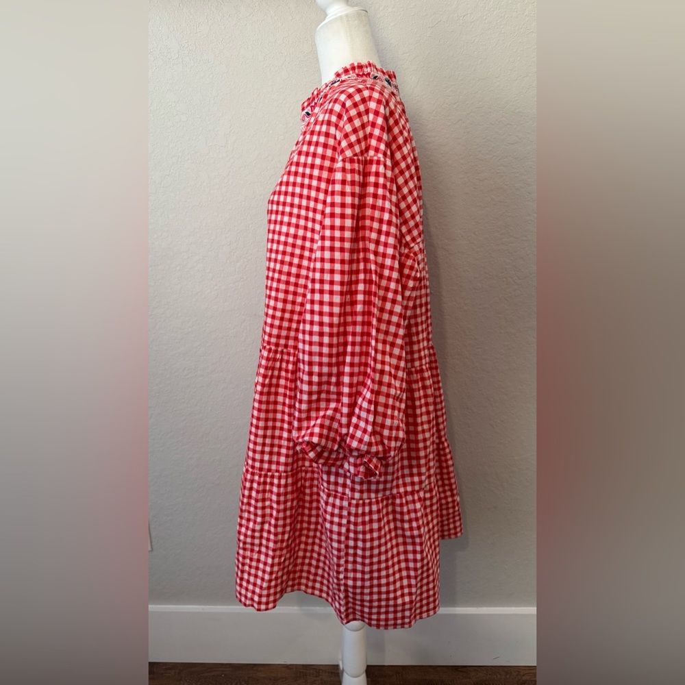 New Printfresh Rosalita Tiered Puff Sleeve Dress Garden Gingham Women's XL Q - Picture 7 of 11